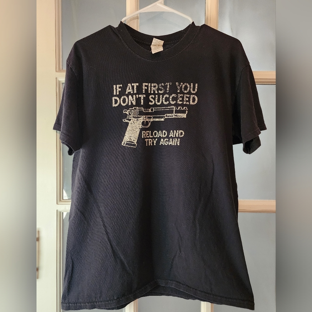 🔴 Gildan Reload and Try Again Gun Tee size L - Picture 3 of 5